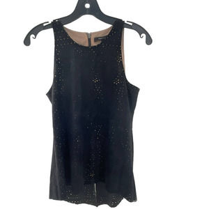 𝅺bcbg BLACK SLEEVELESS EYELET TOP
